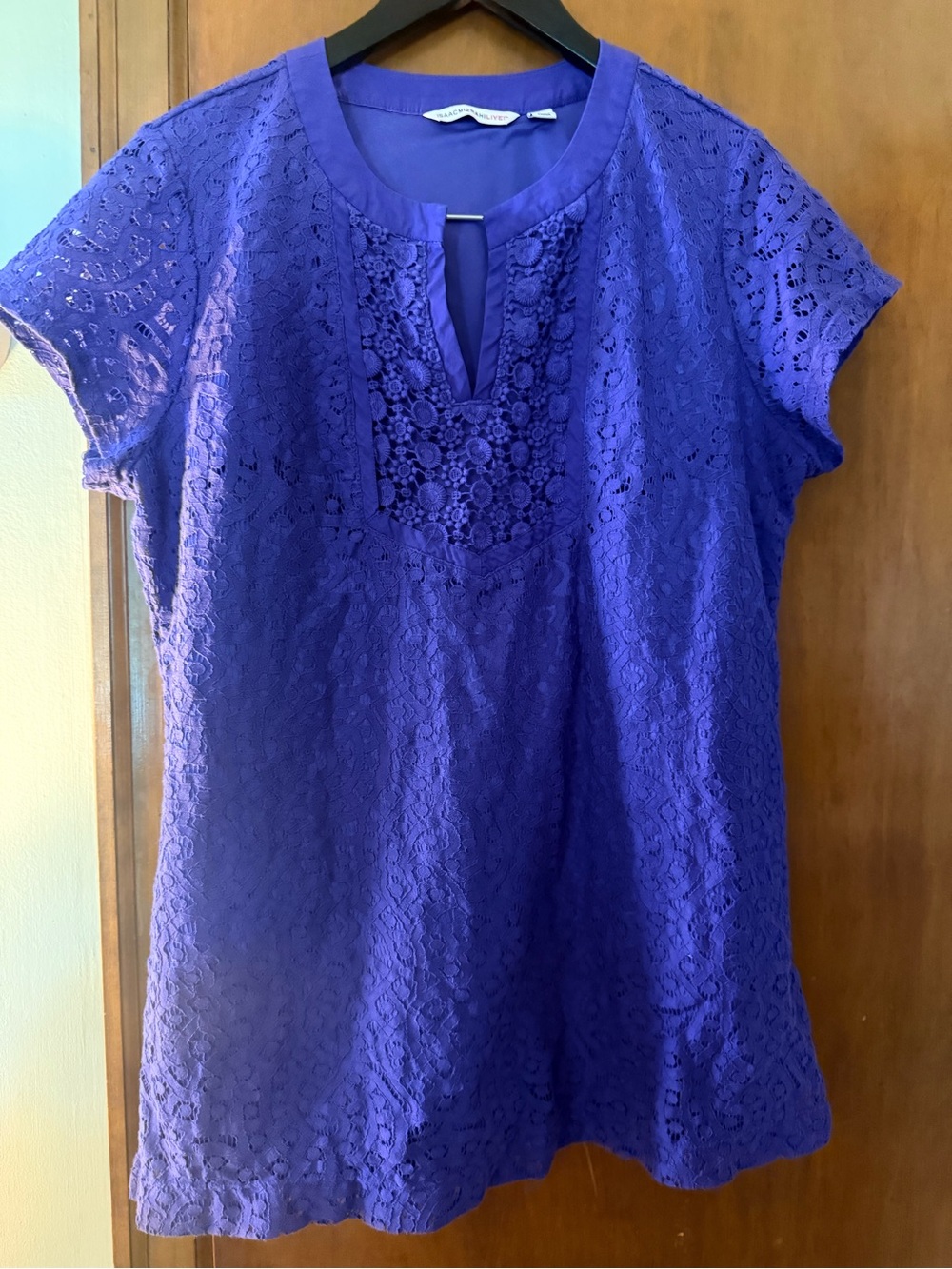 Isaac Mizrahi Purple Lace Short-Sleeve Tunic Top